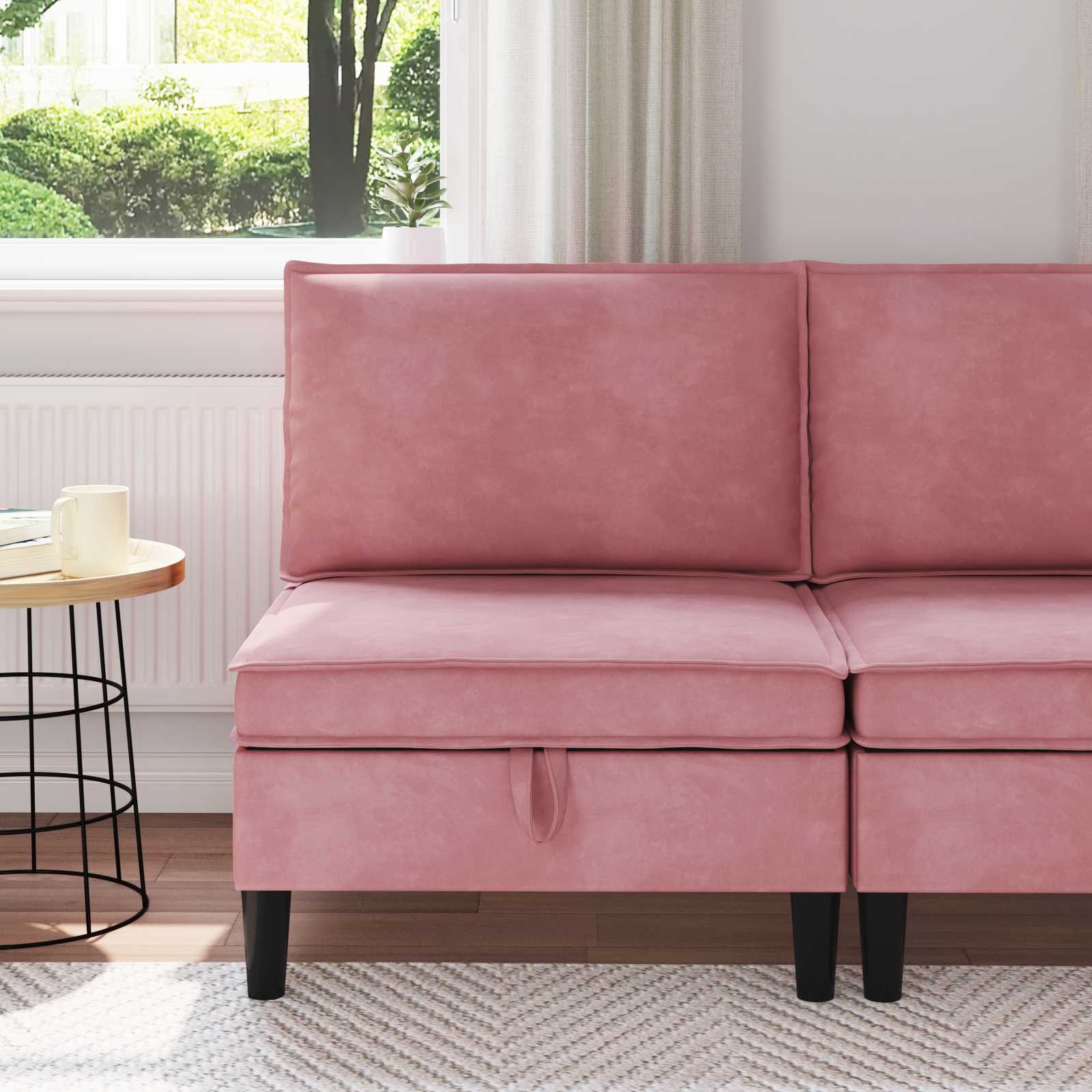 Środkowa sofa z miejscem do przechowywania różowy Welur vidaXL