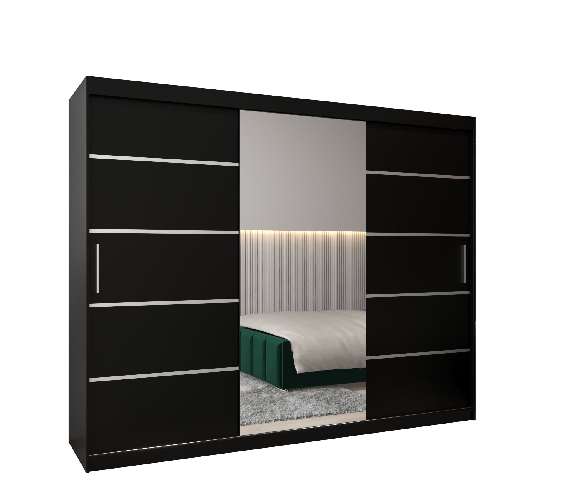Szafa przesuwna garderoba Verona 2 250 x 62 x 200 cm Czarny + Czarny - Abiks Meble
