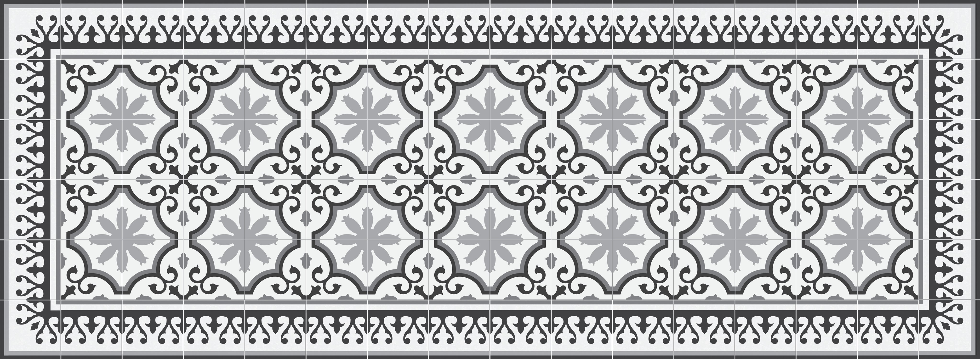 Dywan winylowy Parisian 66x180 cm - antypoślizgowy PVC, winylowy do kuchni lub salonu, zmywalny, styl hydrauliczny, szary