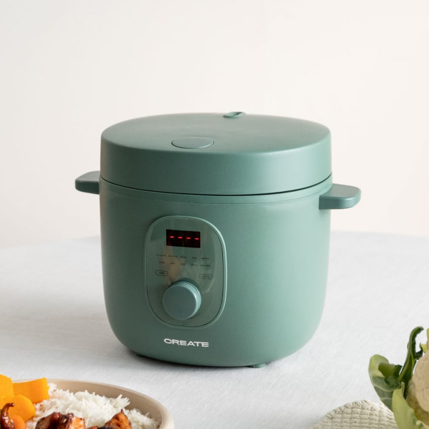 CREATE - RICE COOKER STUDIO - Elektryczny wielofunkcyjny garnek do ryżu z koszykiem do gotowania na parze - Sauge