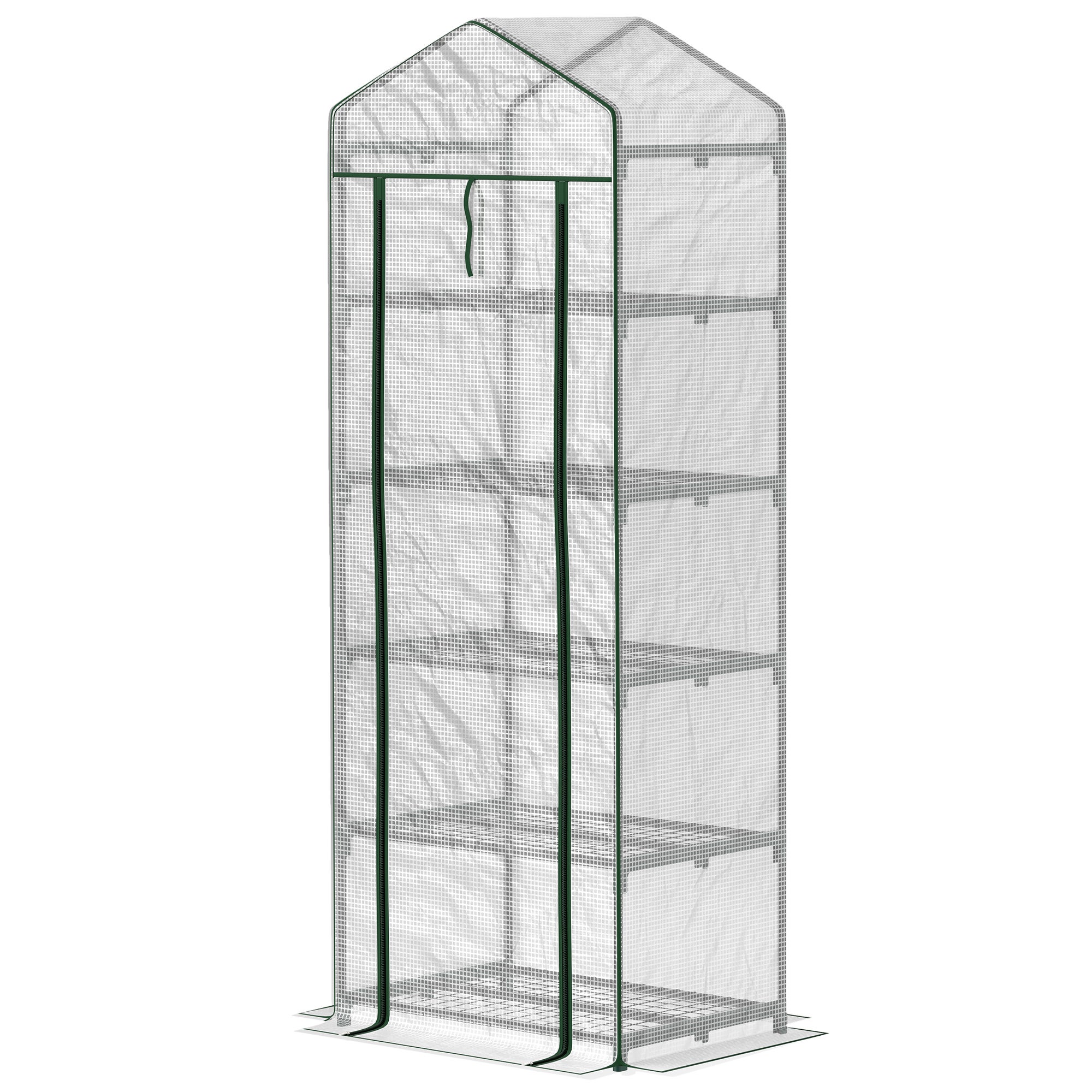 Mini szklarnia na kwiaty lub warzywa, stal, plastik, 69 cm (dł.) x 49 cm (szer.) x 193 cm (wys.), biała