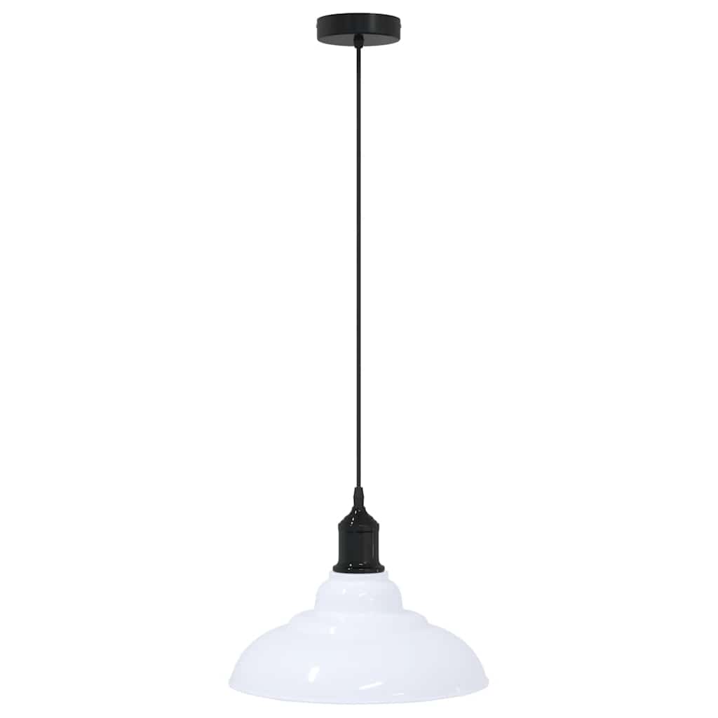 Lampa wisząca z regulowaną wysokością E27 biała błyszcząca Ø31cm metal