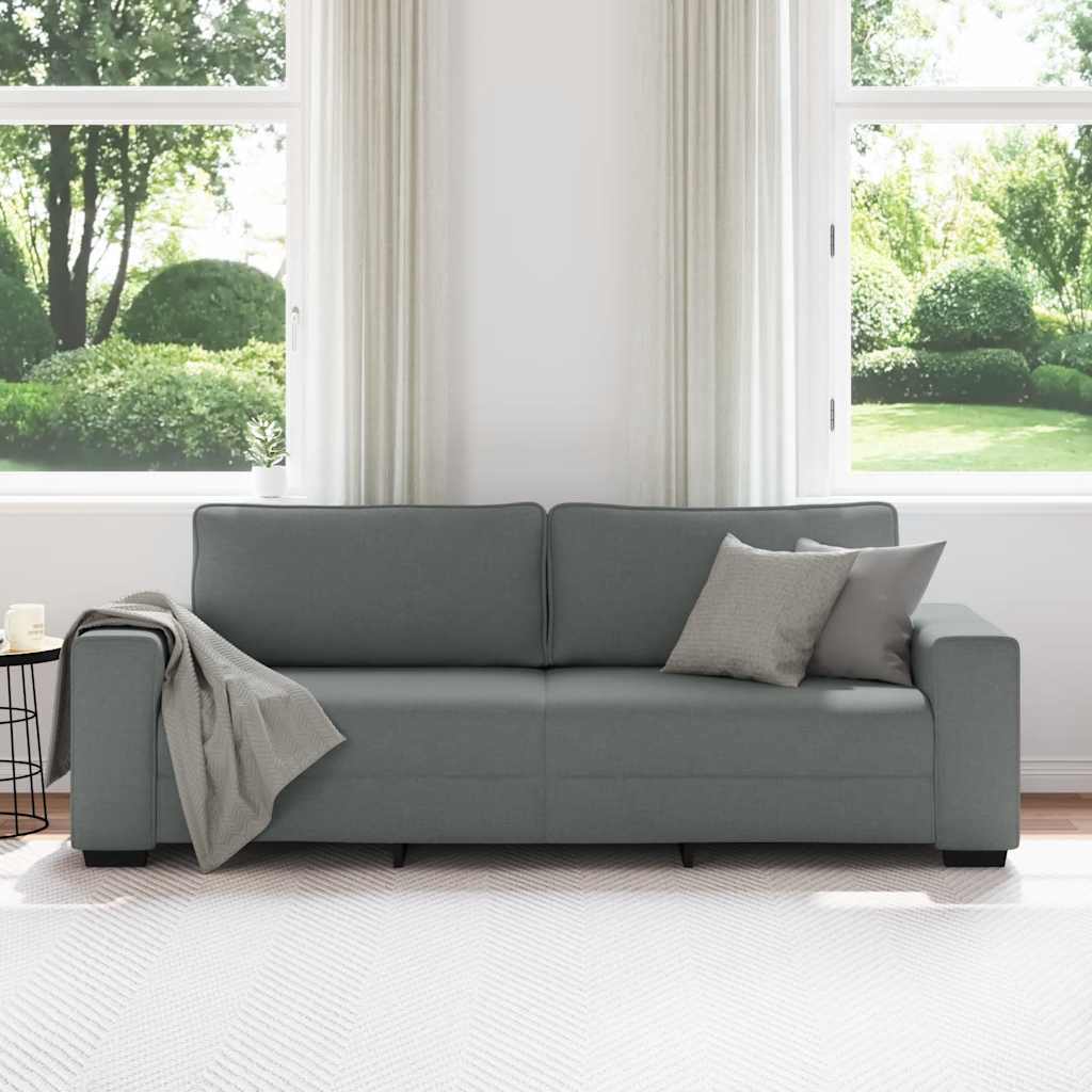 Sofa 3-osobowa, ciemnoszara, 220x77x82 cm, tapicerowana tkaniną