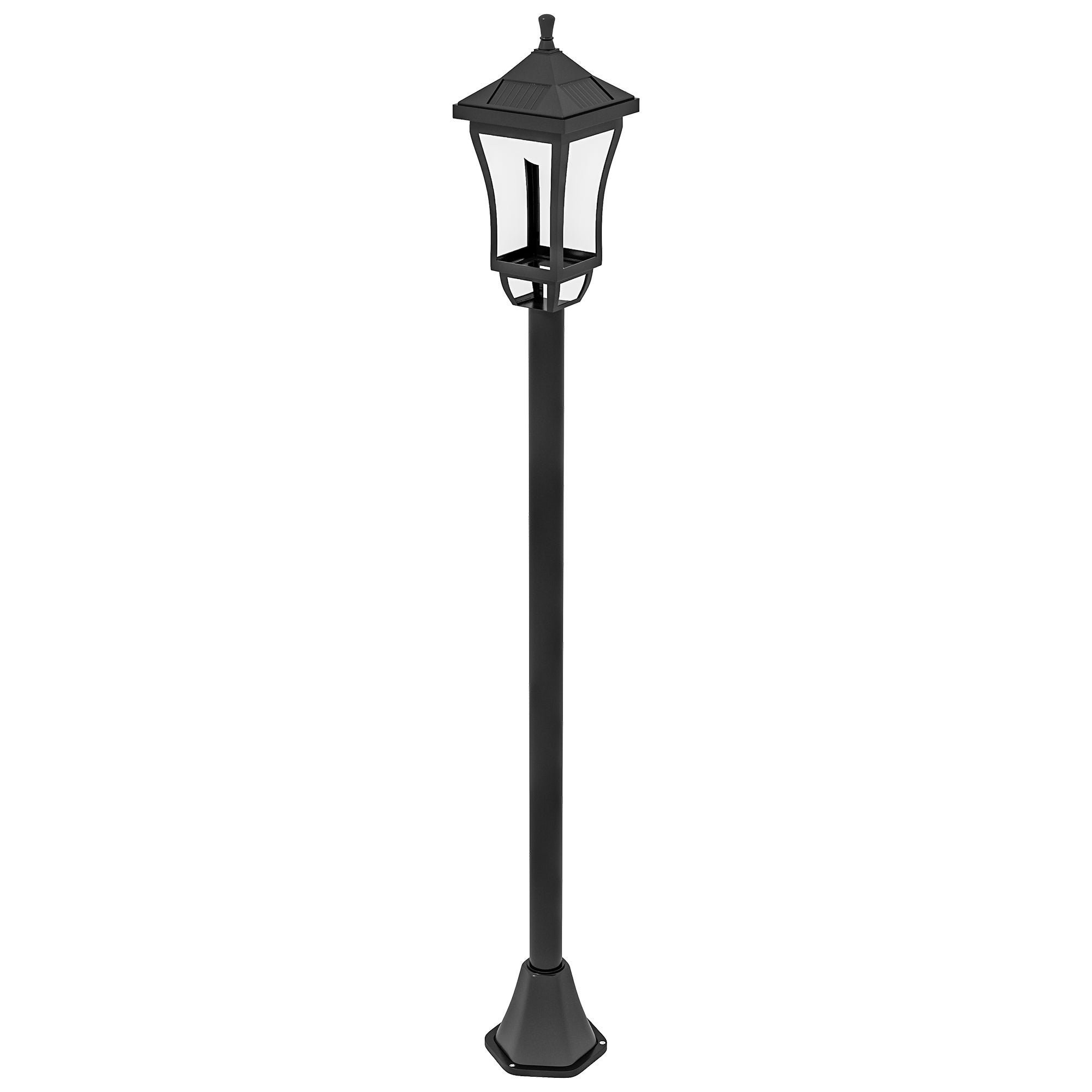 Zewnętrzna lampa solarna stojąca, klasyczna latarnia LED, 30 lumenów, 15 x 15 x 127 cm, czarna