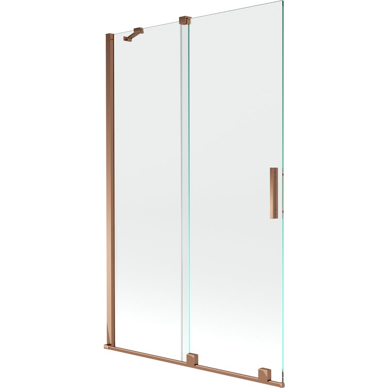 Mexen Velar parawan nawannowy 2-skrzydłowy rozsuwany 110 x 150 cm, transparent, różowe złoto - 896-110-000-01-60