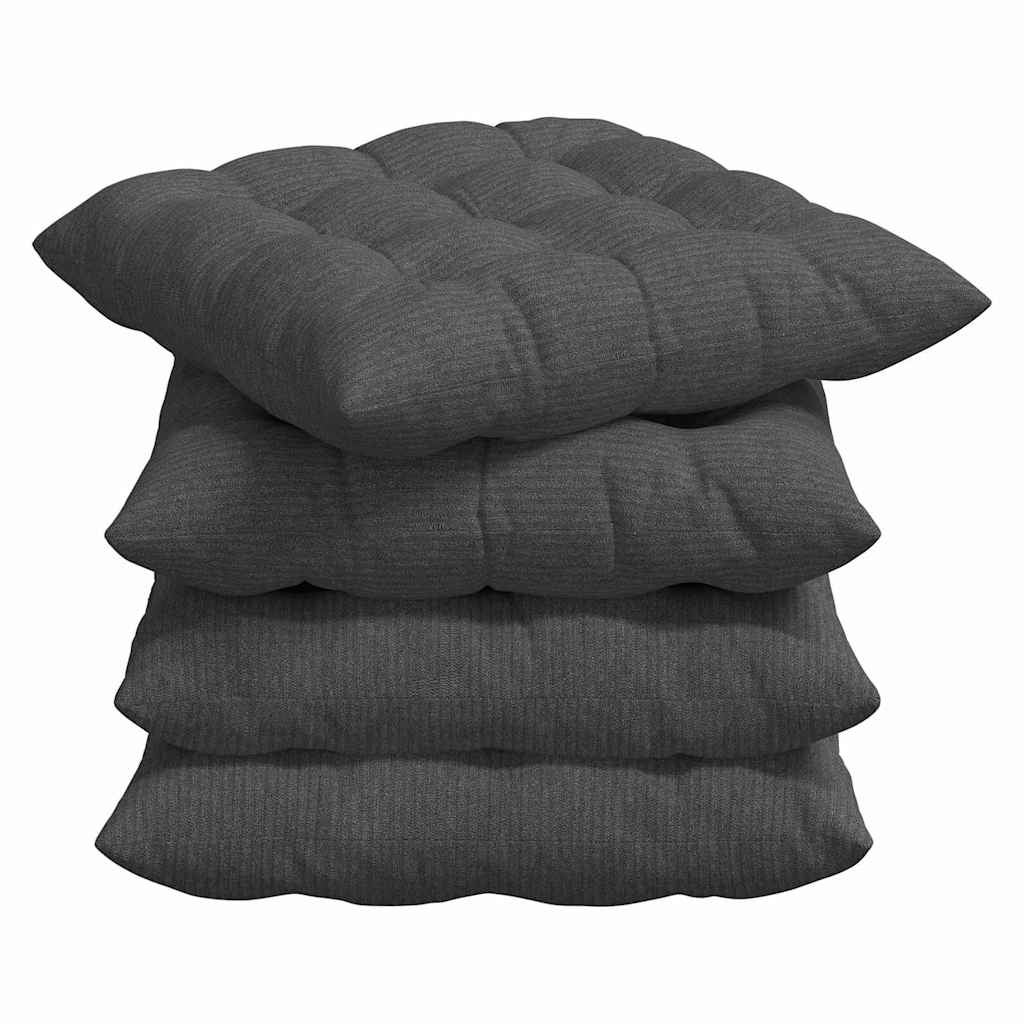 Poduszki na siedziska 4 pcs Tkanina sztruksowa ciemnoszary