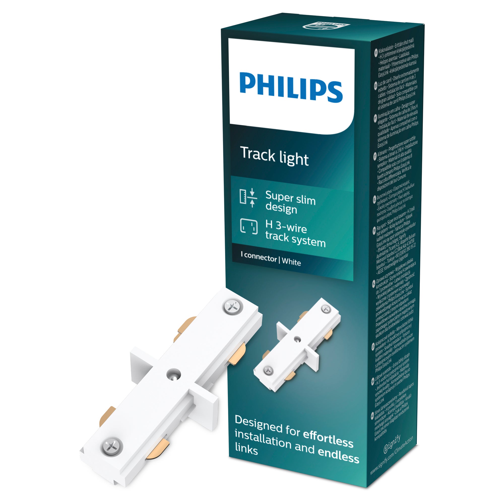 Łącznik Liniowy Wewnętrzny Złącze do Szyn Oświetleniowych Szynoprzewodów LED Jednofazowych Biały EasyLink Philips