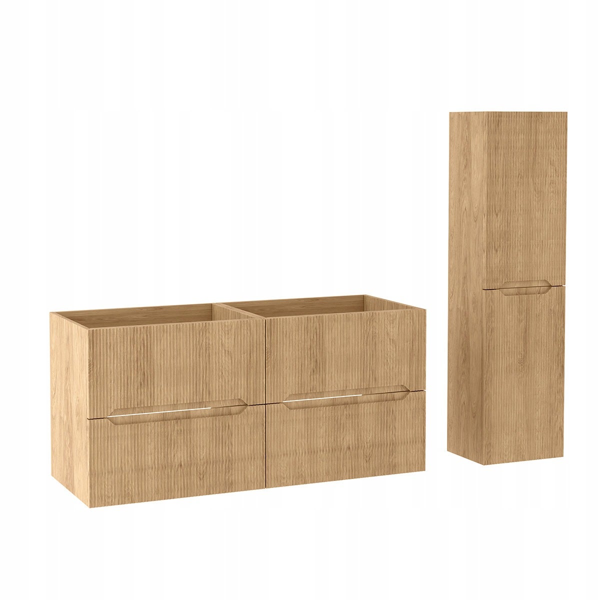 Szafka łazienkowa NOVO hikora 120 cm 4 szuflady i słupek 130 cm
