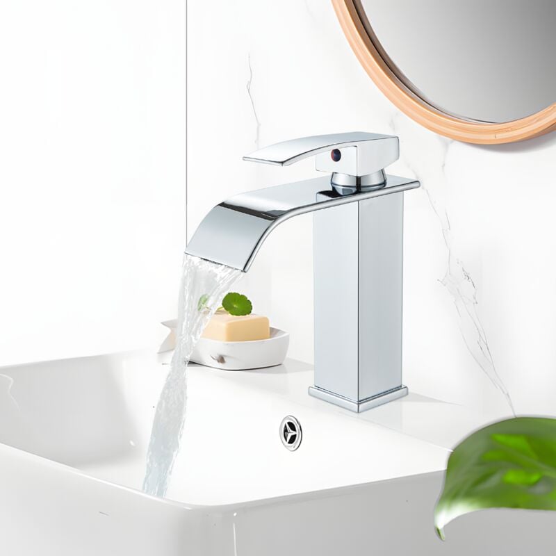 Bateria łazienkowa, bateria umywalkowa, kran, bateria umywalkowa jednootworowa dwukierunkowa, nowoczesny design, chrom