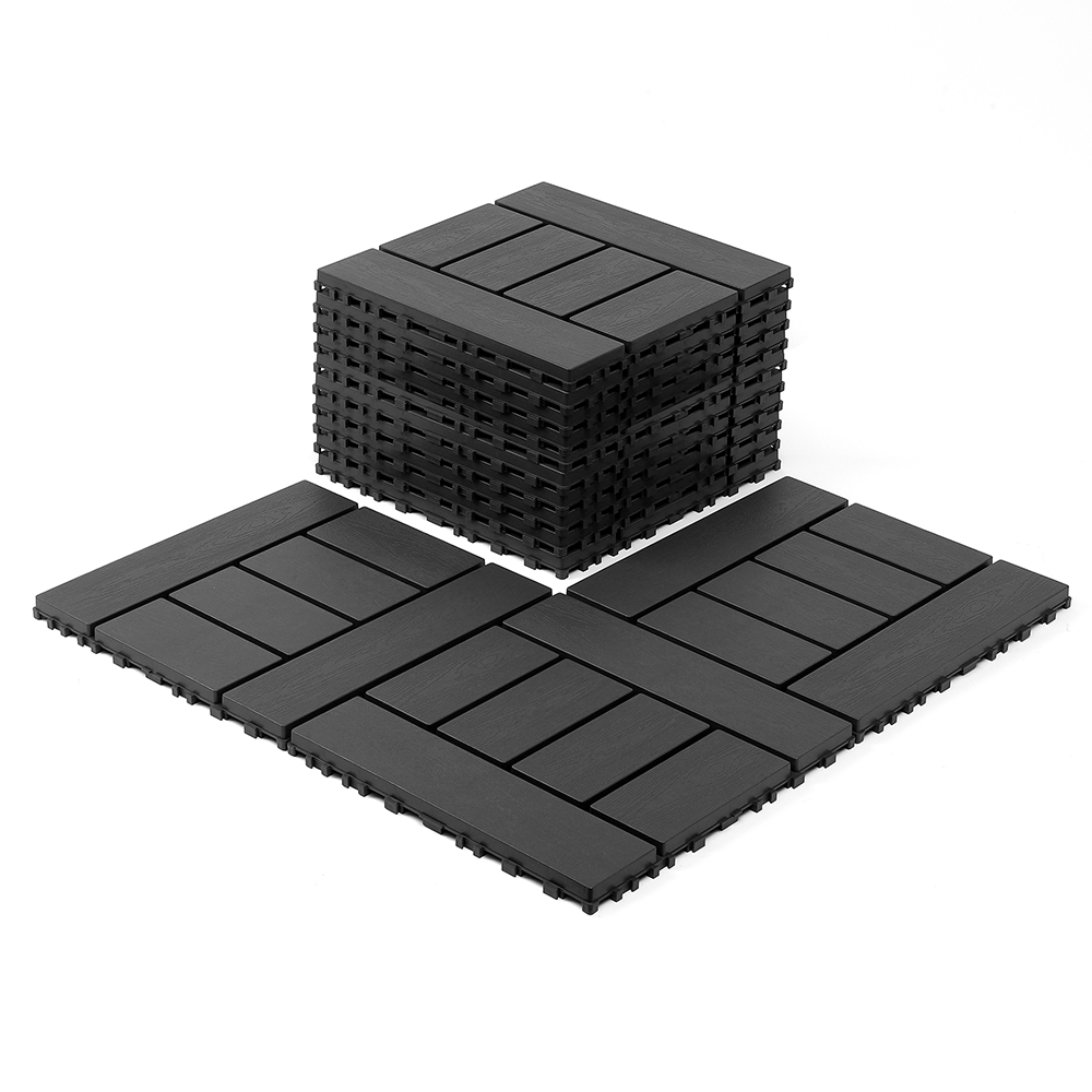 44 sztuk. Trwałe płytki ogrodowe z PVC ze zapięciem, 30 x 30 cm, klasyczny typ, podłoga zewnętrzna, szare, nr produktu P457295