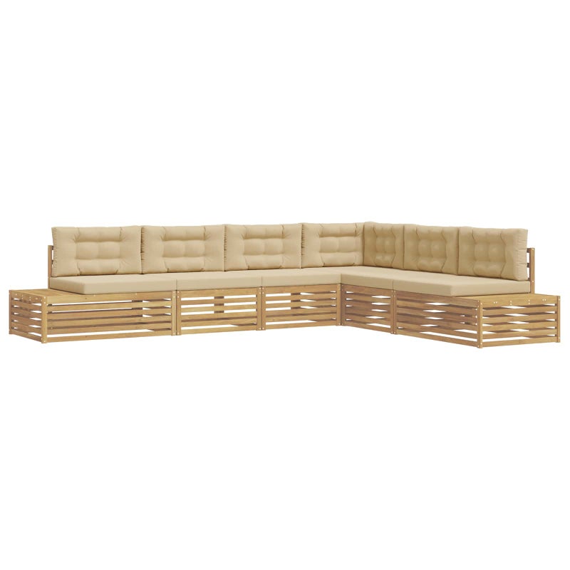 7 pcs Zestaw sof na zewnątrz Poliester Biały