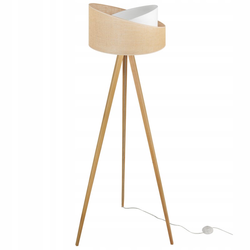 Lampa podłogowa trójnóg Light Home LH Juta Drewno 1x E27 60W naturalny