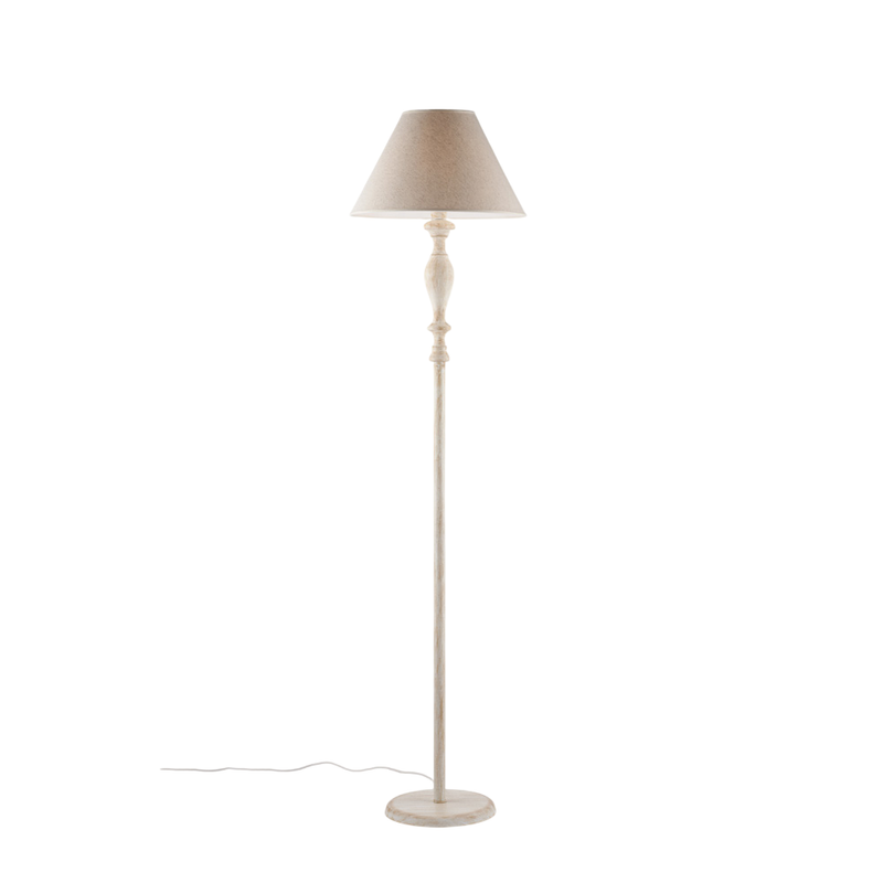 Piantana in legno e ferro bianco e tortora 1 luce H.183 - Ø45