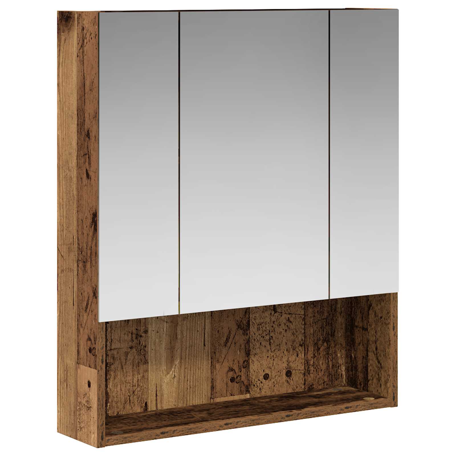Szafka z lustrem do łazienki Stare drewno 60 x 14.5 x 70 cm