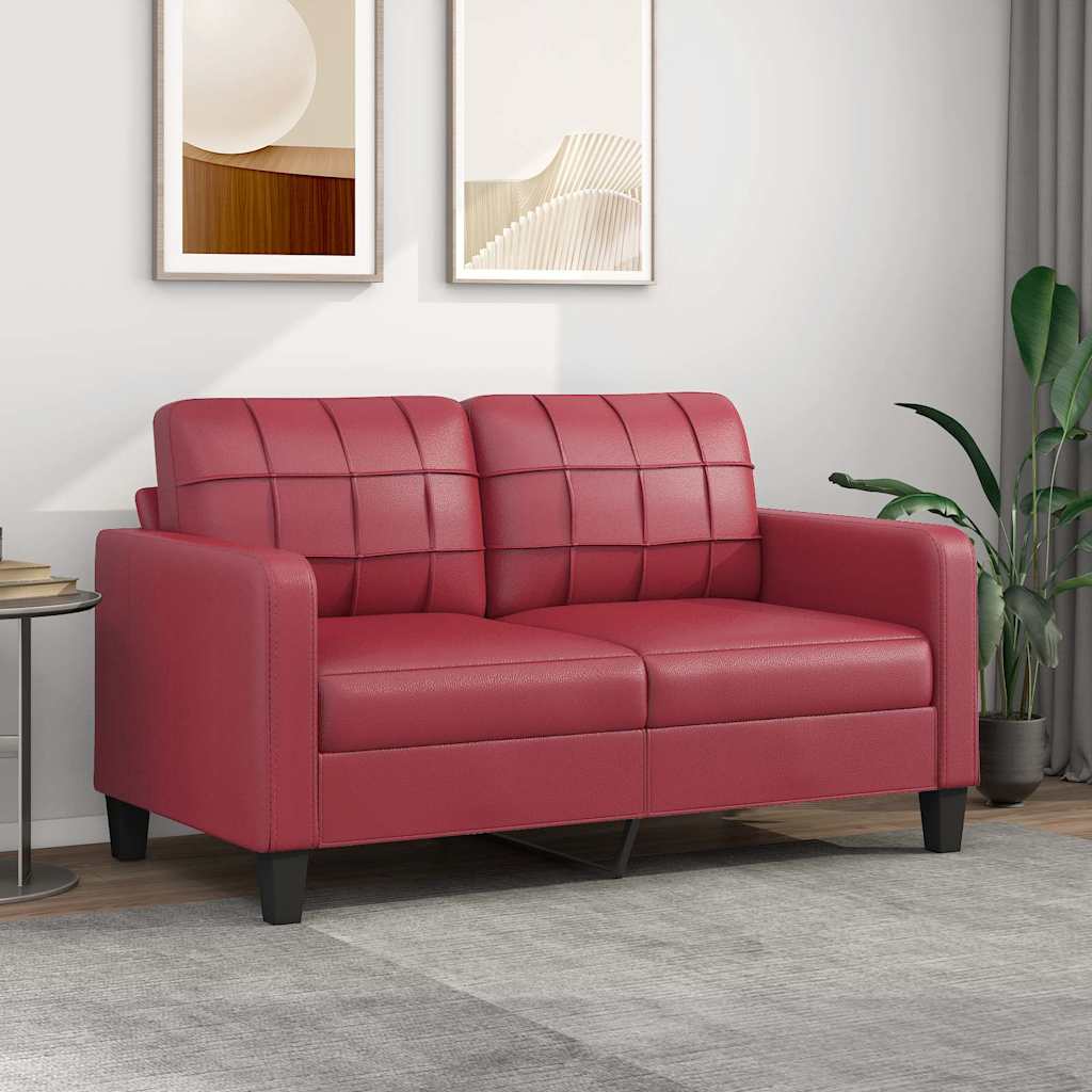 2-osobowa sofa, winna czerwień, 140 cm, sztuczna skóra vidaXL