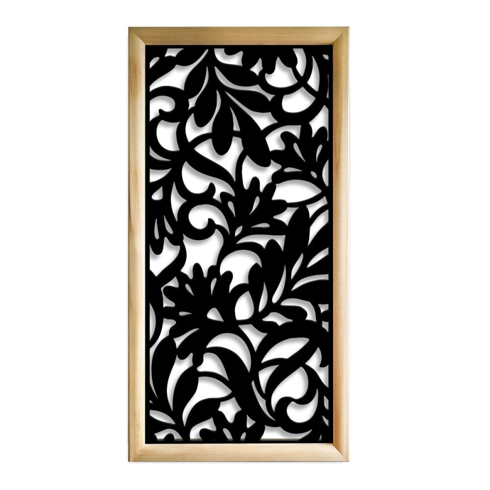 KWIATY - Prostokątne moduły dekoracyjne z drewna i PCV - Rozmiar 73x148 cm - Grubość 64 mm - Kolor wewnętrzny CZARNY