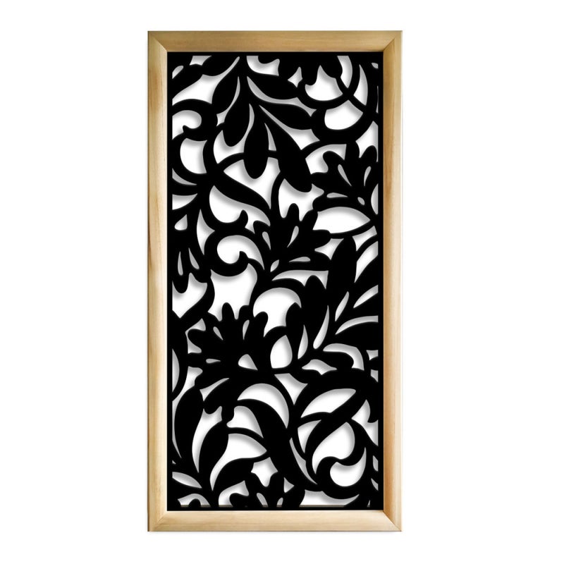 KWIATY - Prostokątne moduły dekoracyjne z drewna i PCV - Rozmiar 73x148 cm - Grubość 64 mm - Kolor wewnętrzny CZARNY