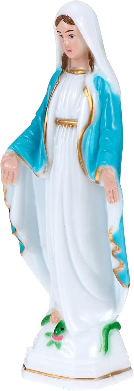 Podświetlana figurka Matki Boskiej Dziewicy Łaski, Figurka religijna, Błękitna, Dekoracja Matki Katolickiej, Świecąca, Dekoracja duchowa