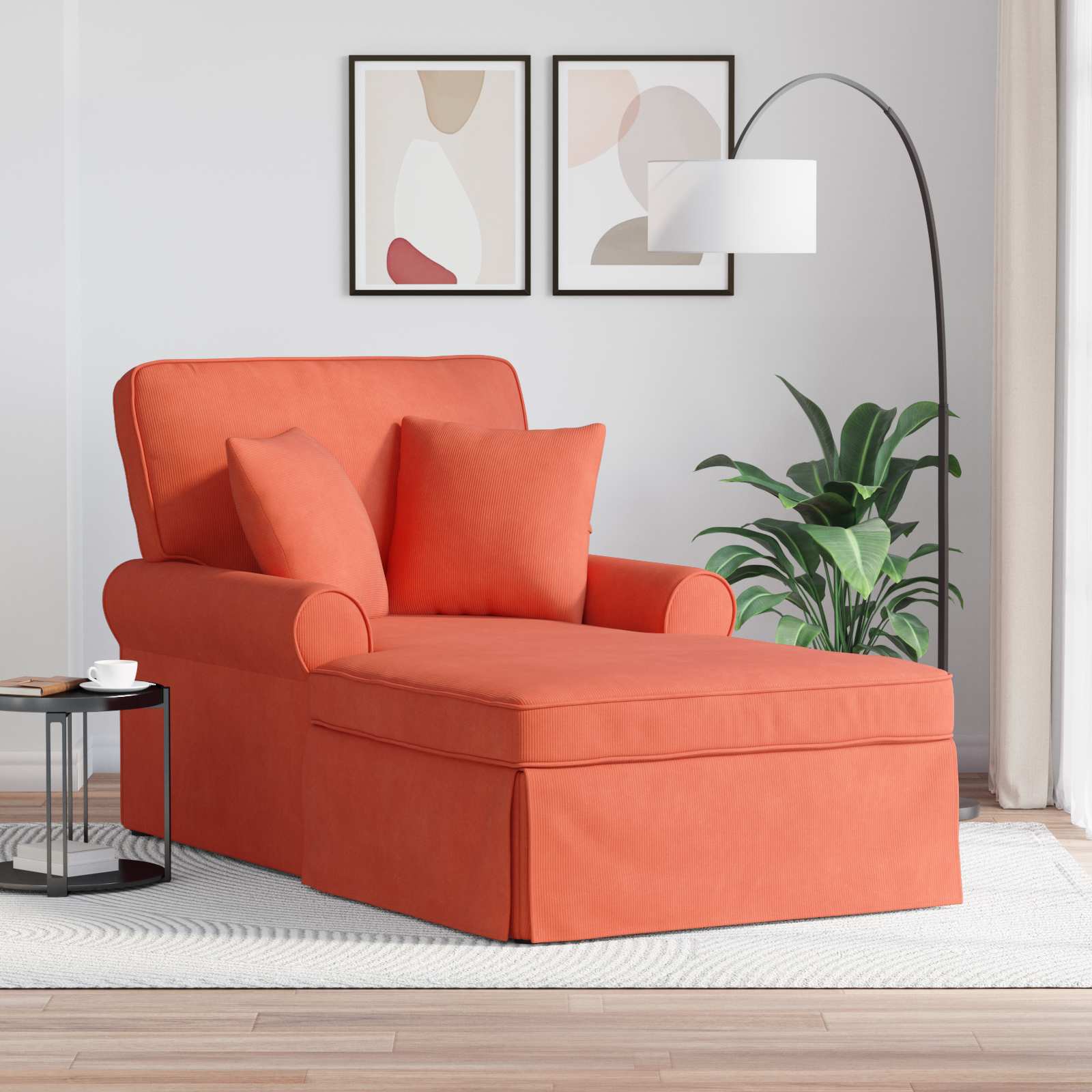 Chaise Lounge z Fartuszkiem 3 pcs Czerwono-pomarańczowy vidaXL