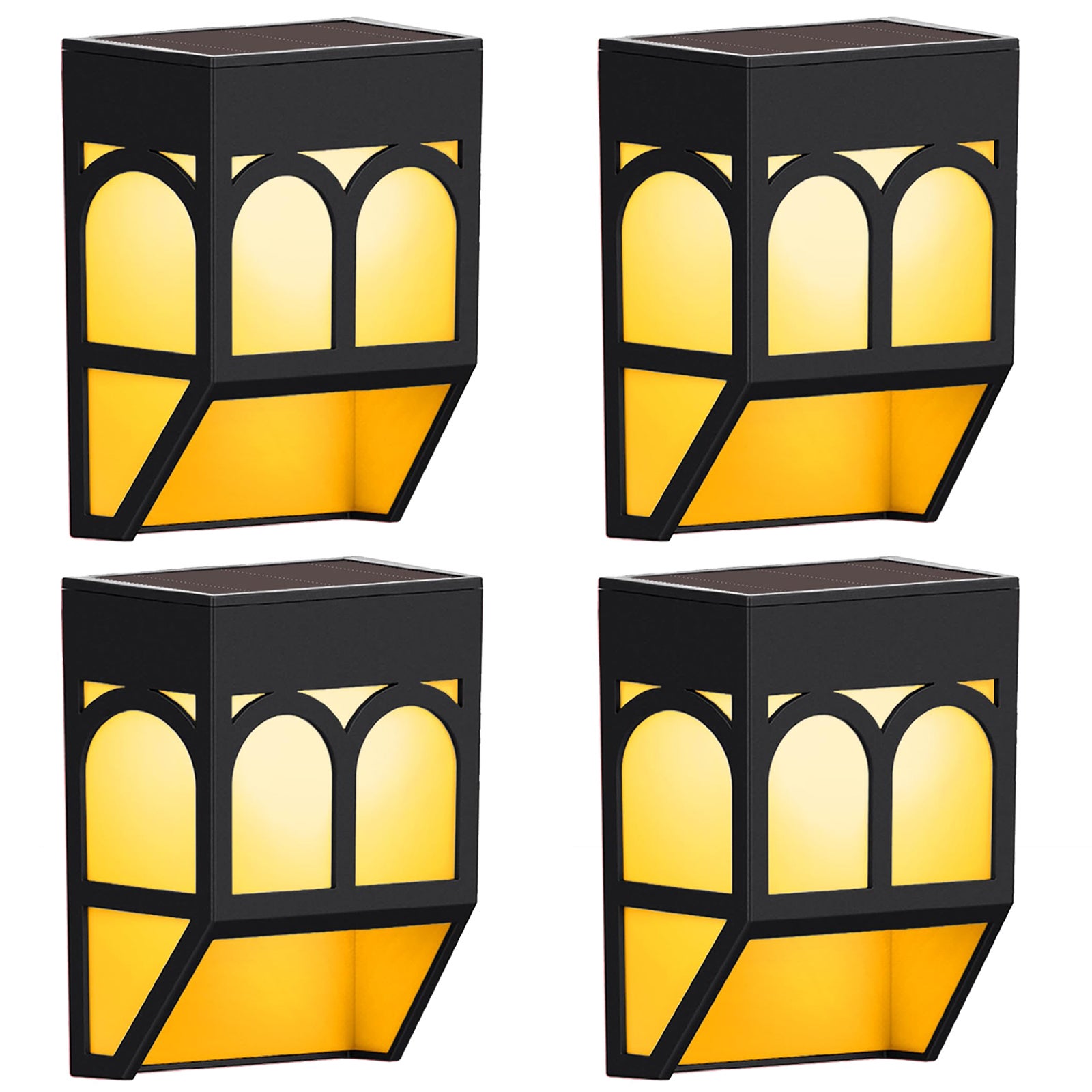 Pakiet 4 zewnętrznych lamp solarnych, lampy LED do ogrodzenia, wodoodporne kinkiety solarne, lampy solarne do patio i podwórka.