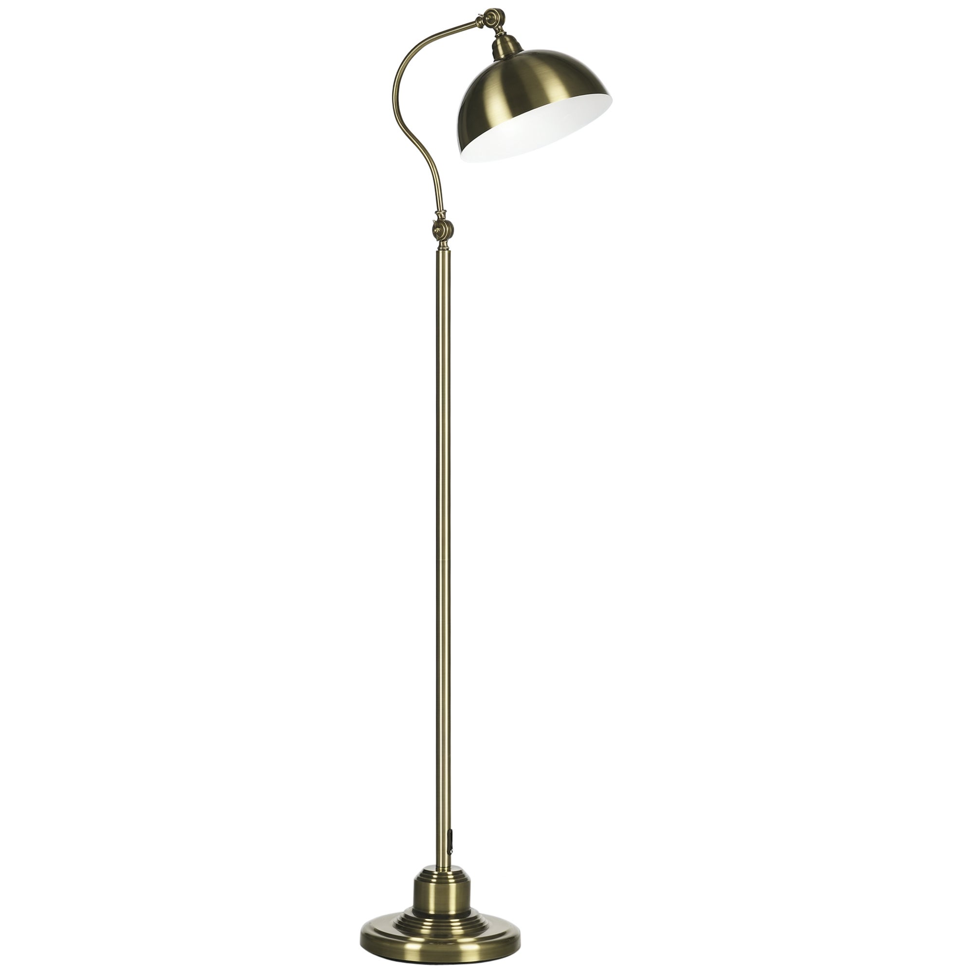 Lampa podłogowa w stylu vintage, regulowany kąt, wygląd mosiądzu, 42 cm x 25,5 cm x 152 cm, brąz