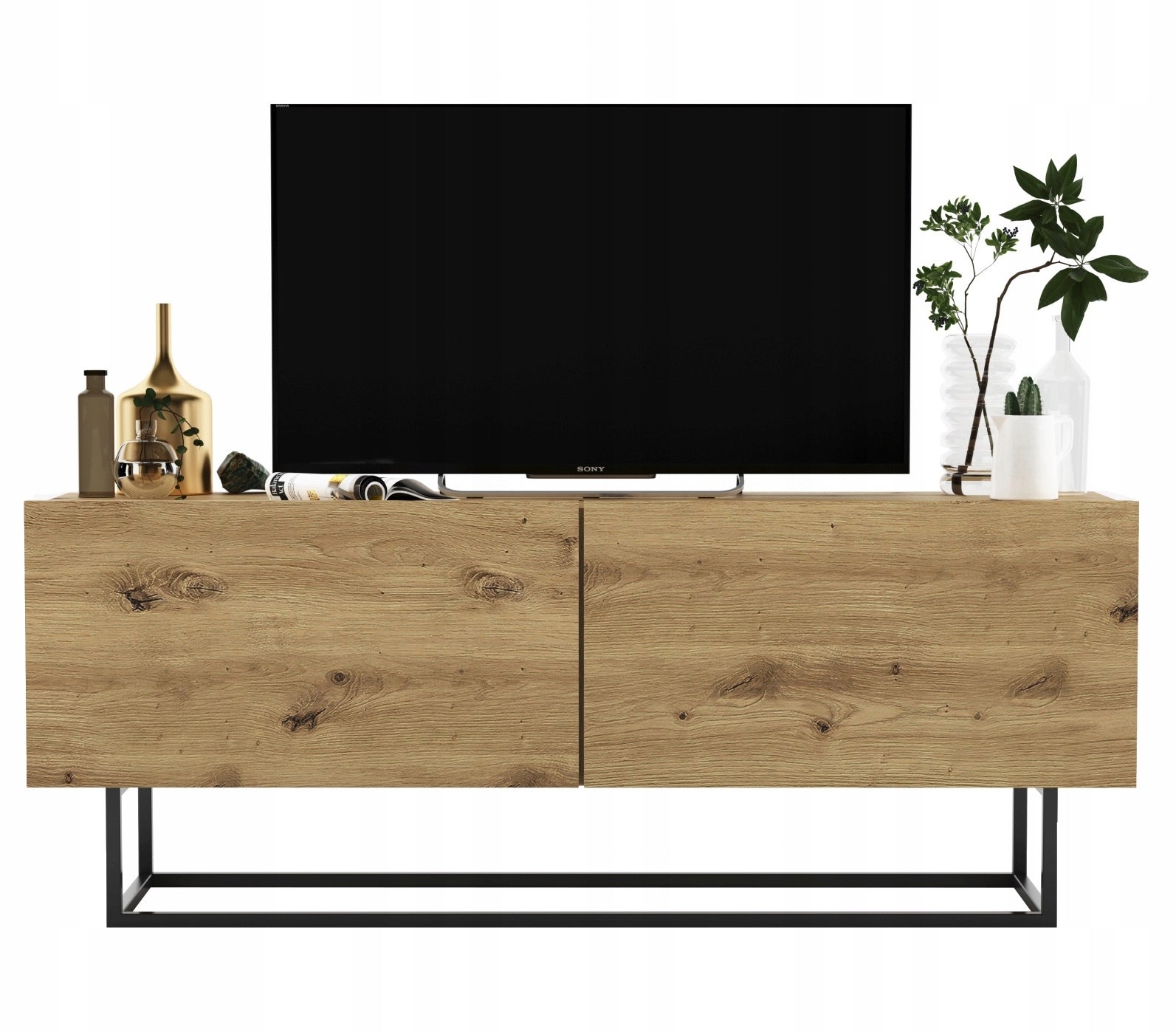 Szafka RTV Loft Industrialna 120 cm dąb artisan, komoda pod telewizor do nowoczesnego salonu