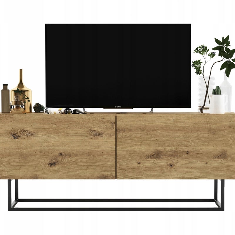 Szafka RTV Loft Industrialna 120 cm dąb artisan, komoda pod telewizor do nowoczesnego salonu