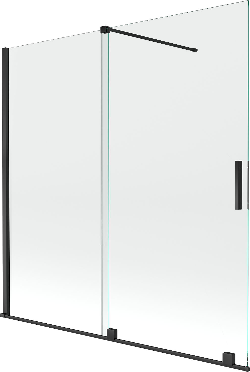 Mexen Velar parawan nawannowy 2-skrzydłowy rozsuwany 160 x 150 cm, transparent, czarny - 896-160-000-01-70