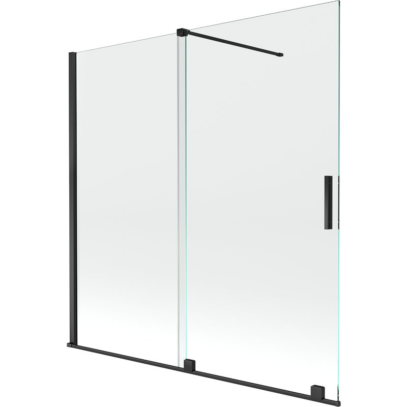 Mexen Velar parawan nawannowy 2-skrzydłowy rozsuwany 160 x 150 cm, transparent, czarny - 896-160-000-01-70