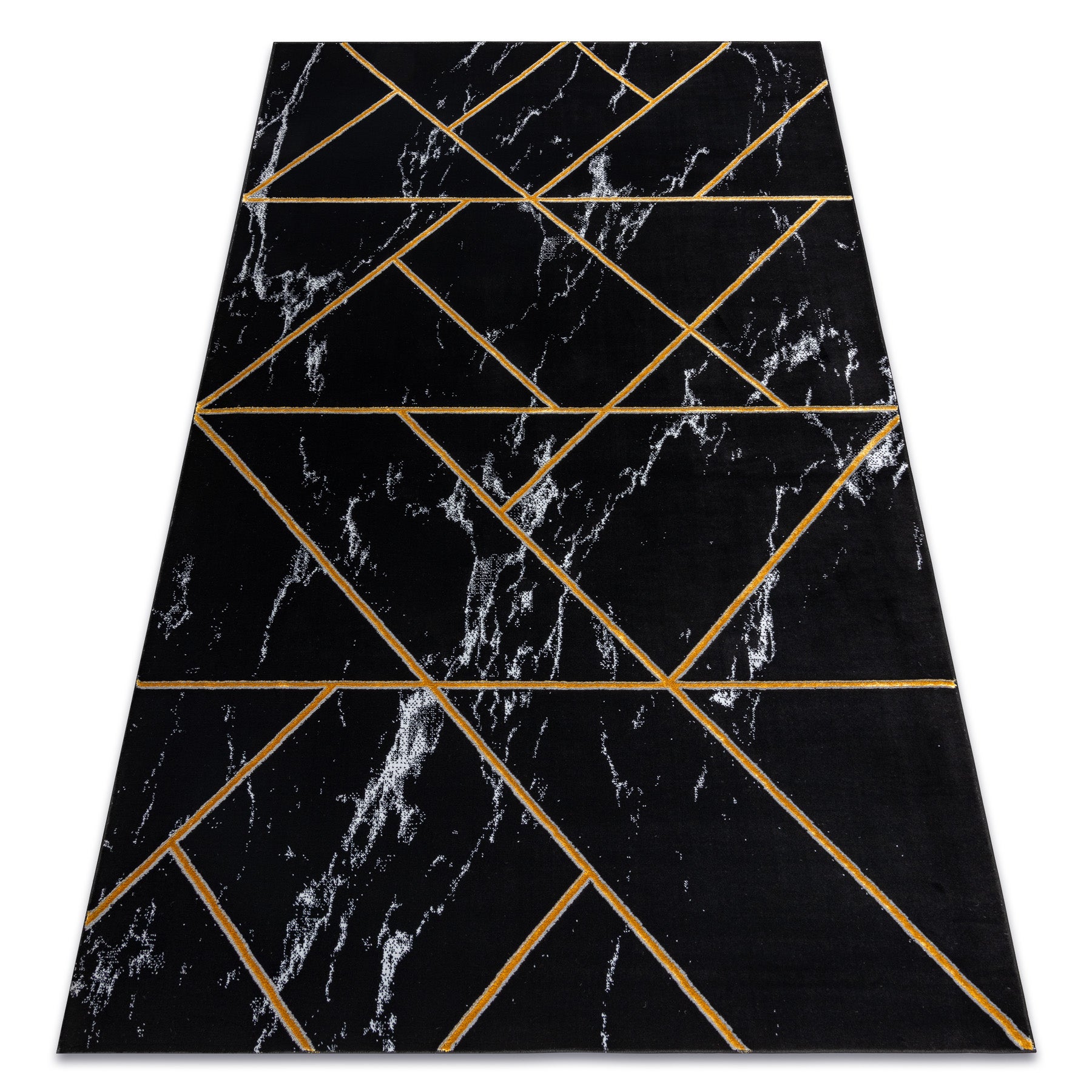 Dywan EMERALD ekskluzywny 2000 glamour, stylowy geometryczny, marmur czarny / złoty 180x270 cm