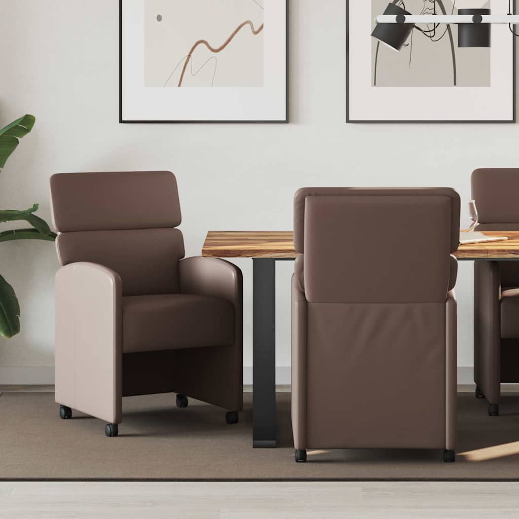 Krzesełka jadalne na kółkach 2 pcs Brązowy 58 x 65 x 98 cm vidaXL