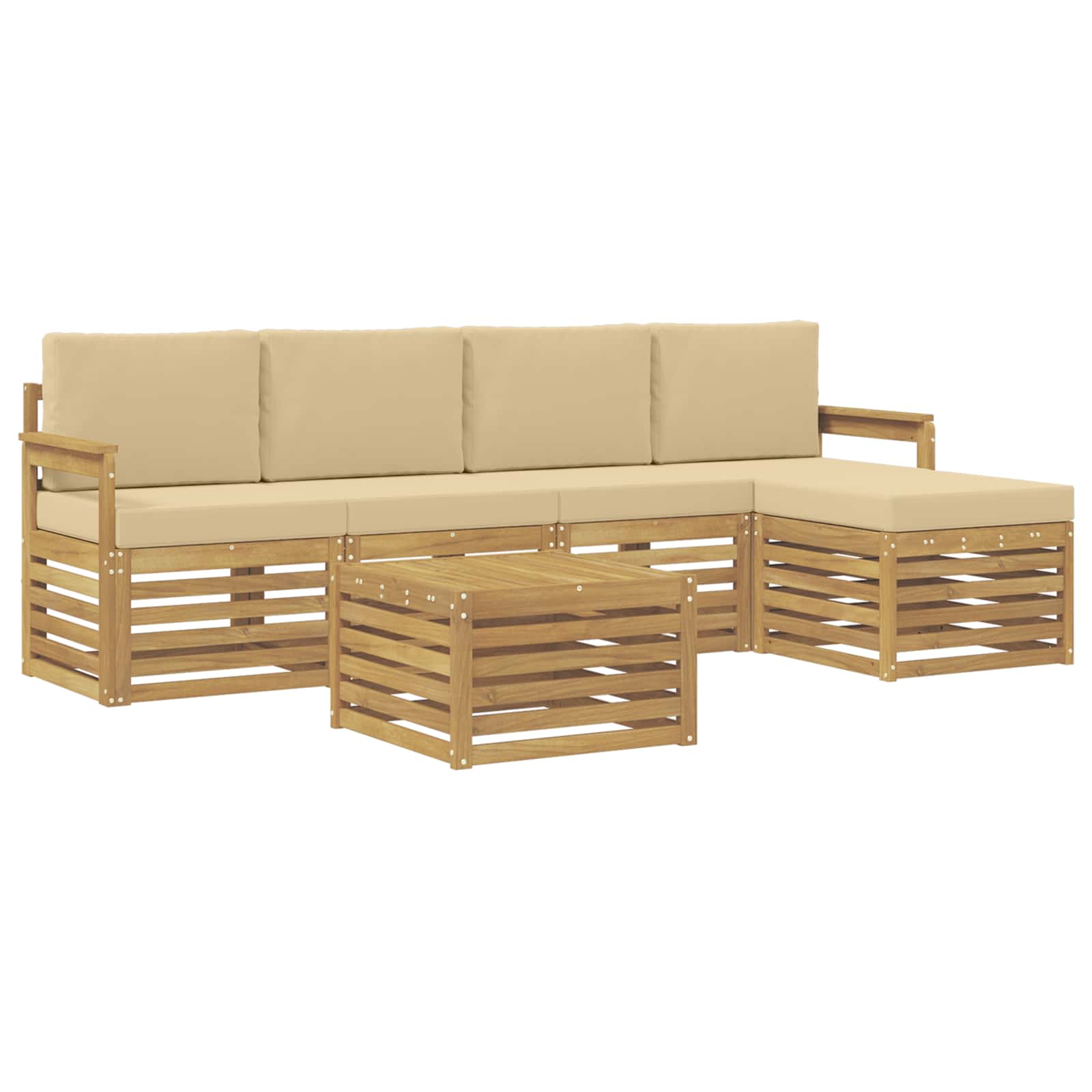 Zestaw sof na zewnątrz 6 pcs Biały i Beżowy 59 x 59 x 37 cm