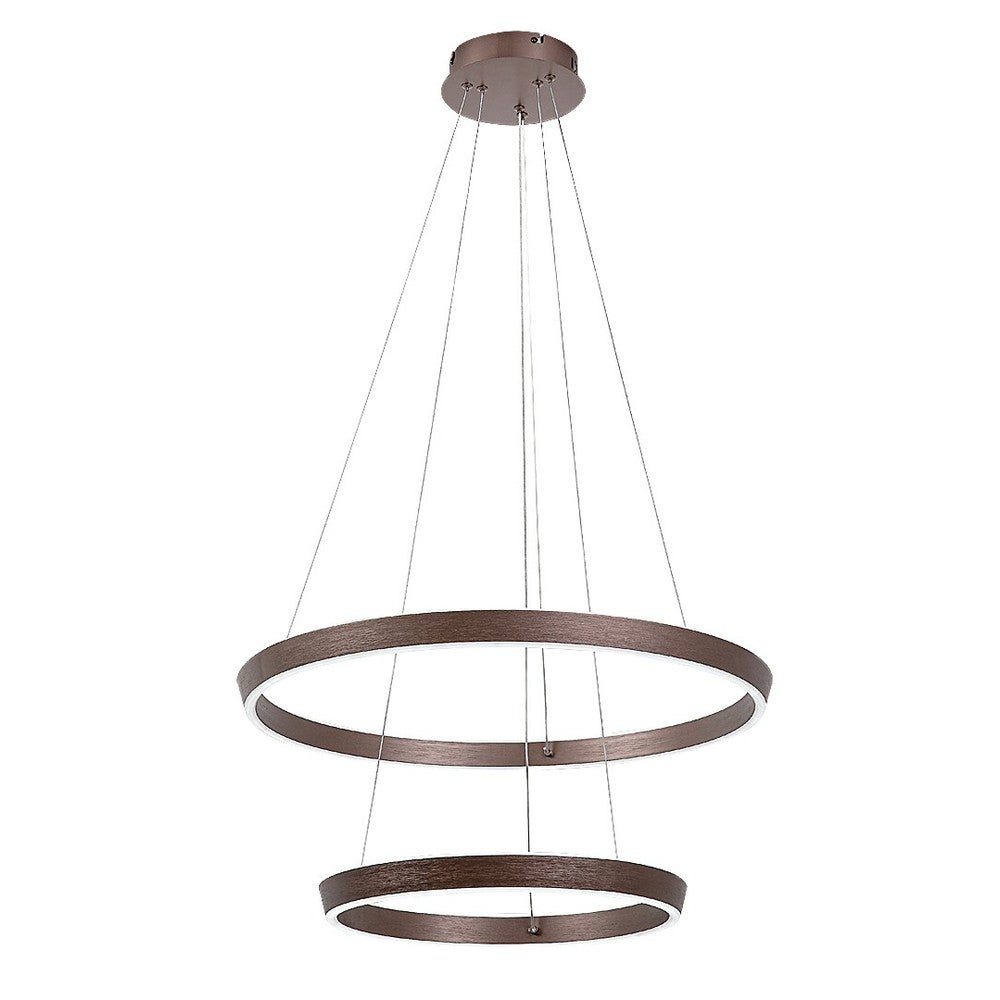 Lampa wisząca dwa pierścienie LED Nevira 45W biała zmienna 3150lm metal mosiężno-złota wym:140x60x60cm IP20 Rabalux