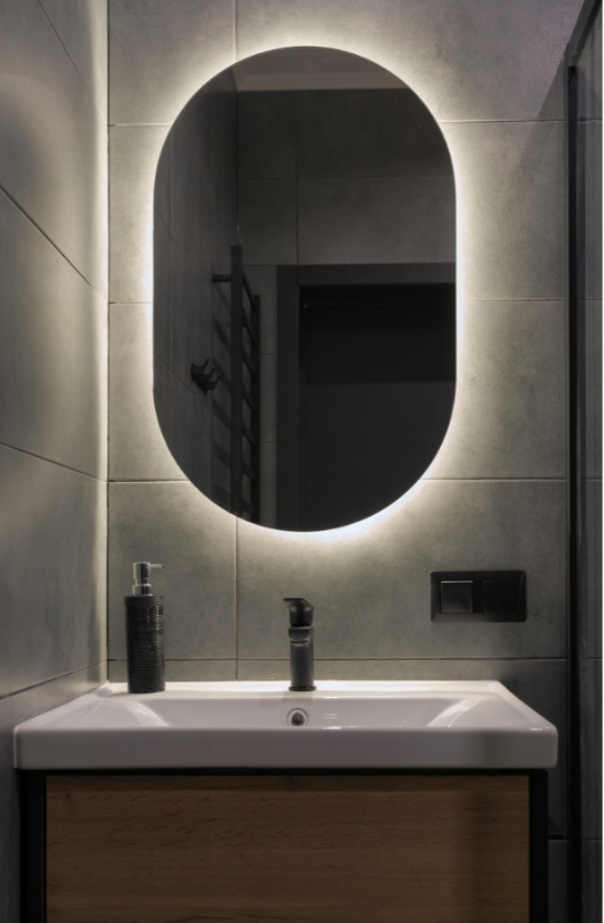 Lustro Owalne Łazienkowe Led 60x120 Podświetlane Owal Ledowe Glamour