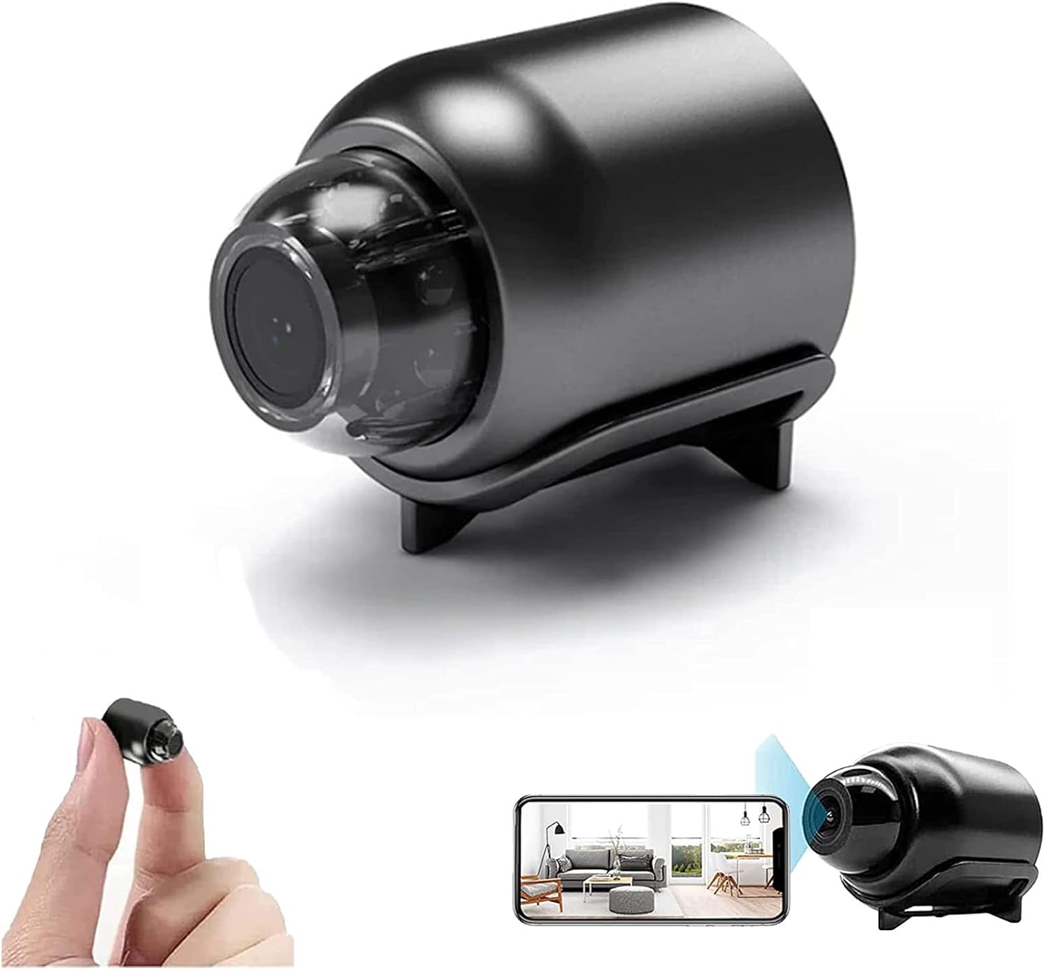 1 SZT. Mini Kamera Browsluv 34x40MM, Mini Bezprzewodowa Kamera WiFi Browsluv, Mini Kamera Bezpieczeństwa WiFi, Zdalna Kamera HD 1080p z Noktowizorem