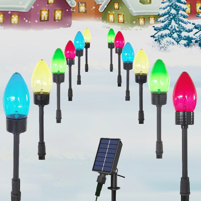 Zestaw 12 solarnych lampek świątecznych Jumbo C9, zewnętrzne dekoracje świąteczne, wodoodporne solarne lampki krajobrazowe (wielokolorowe)