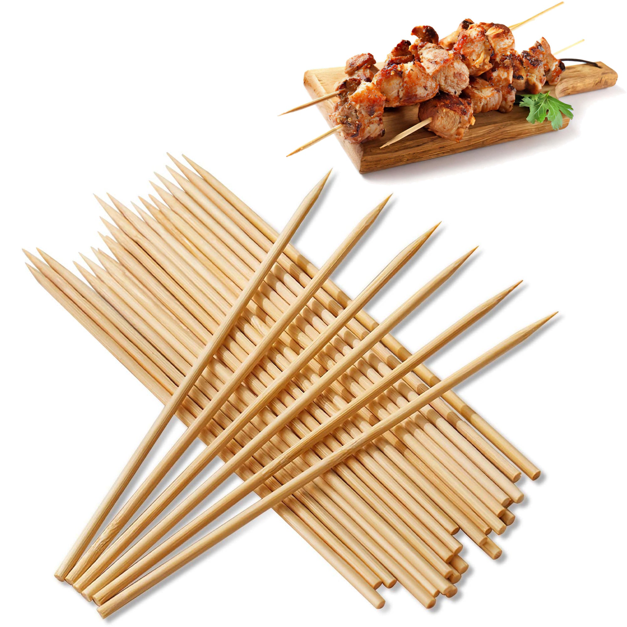 100 naturalnych bambusowych szaszłyków do grillowania, przystawek, owoców, szaszłyków, fontanny czekoladowej, grillowania, barbecue, kuchni (6 cali)