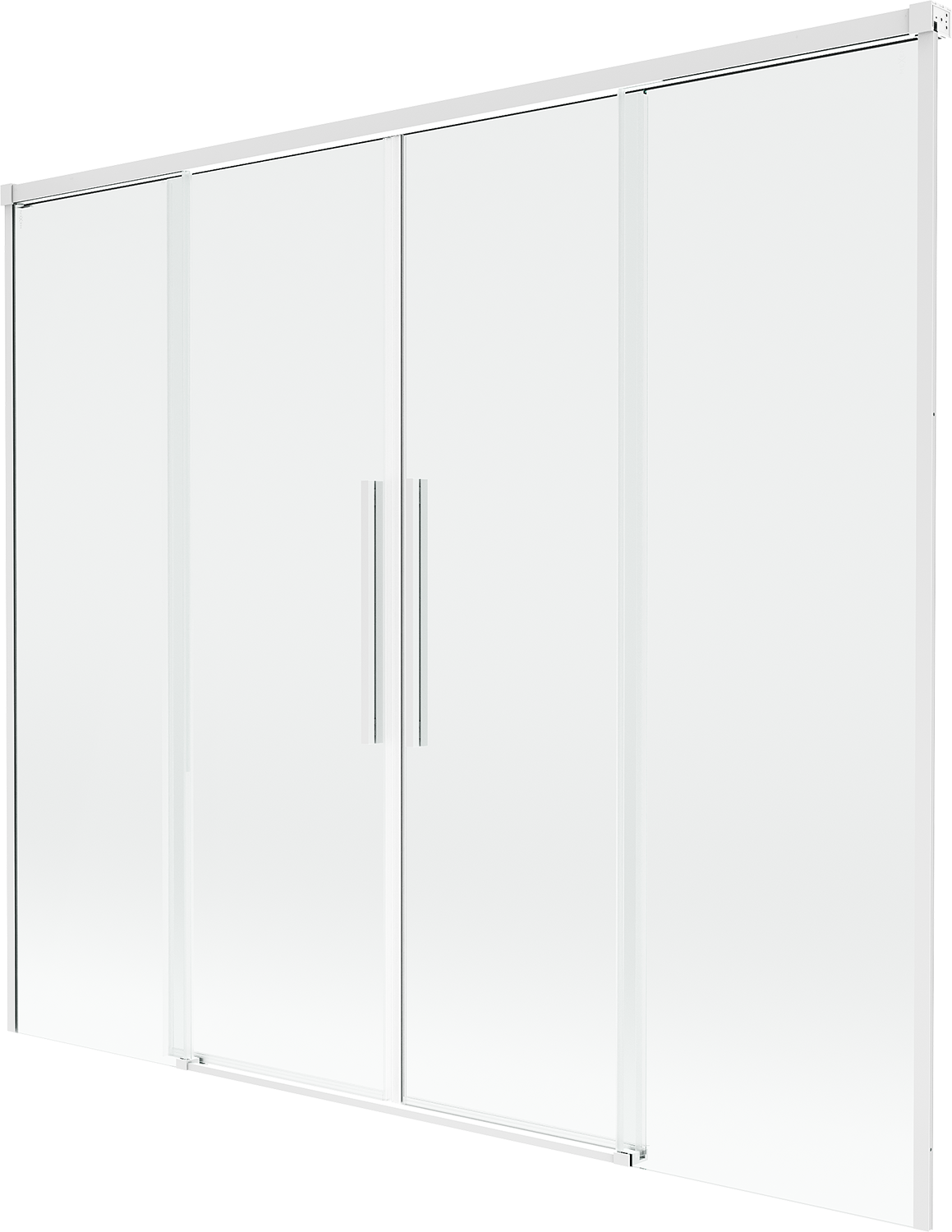 Mexen Rox parawan nawannowy 2-skrzydłowy rozsuwany 190 x 150 cm, transparent, biały - 8C9-190-002-20-00
