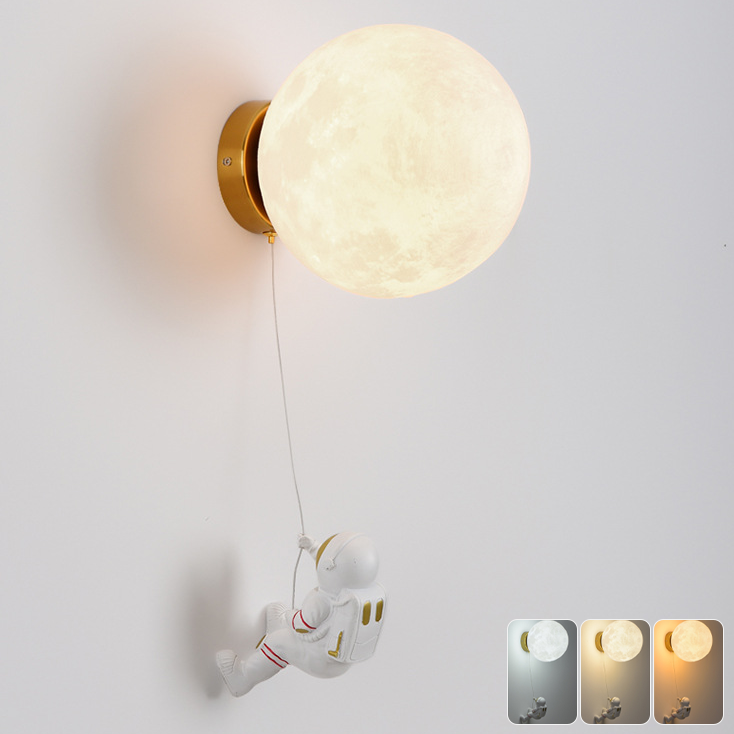 Lampka ścienna z żarówką LED Lampka nocna Astronauta Księżyc Kreatywna lampka nocna Temperatury kolorów Prezenty świąteczne