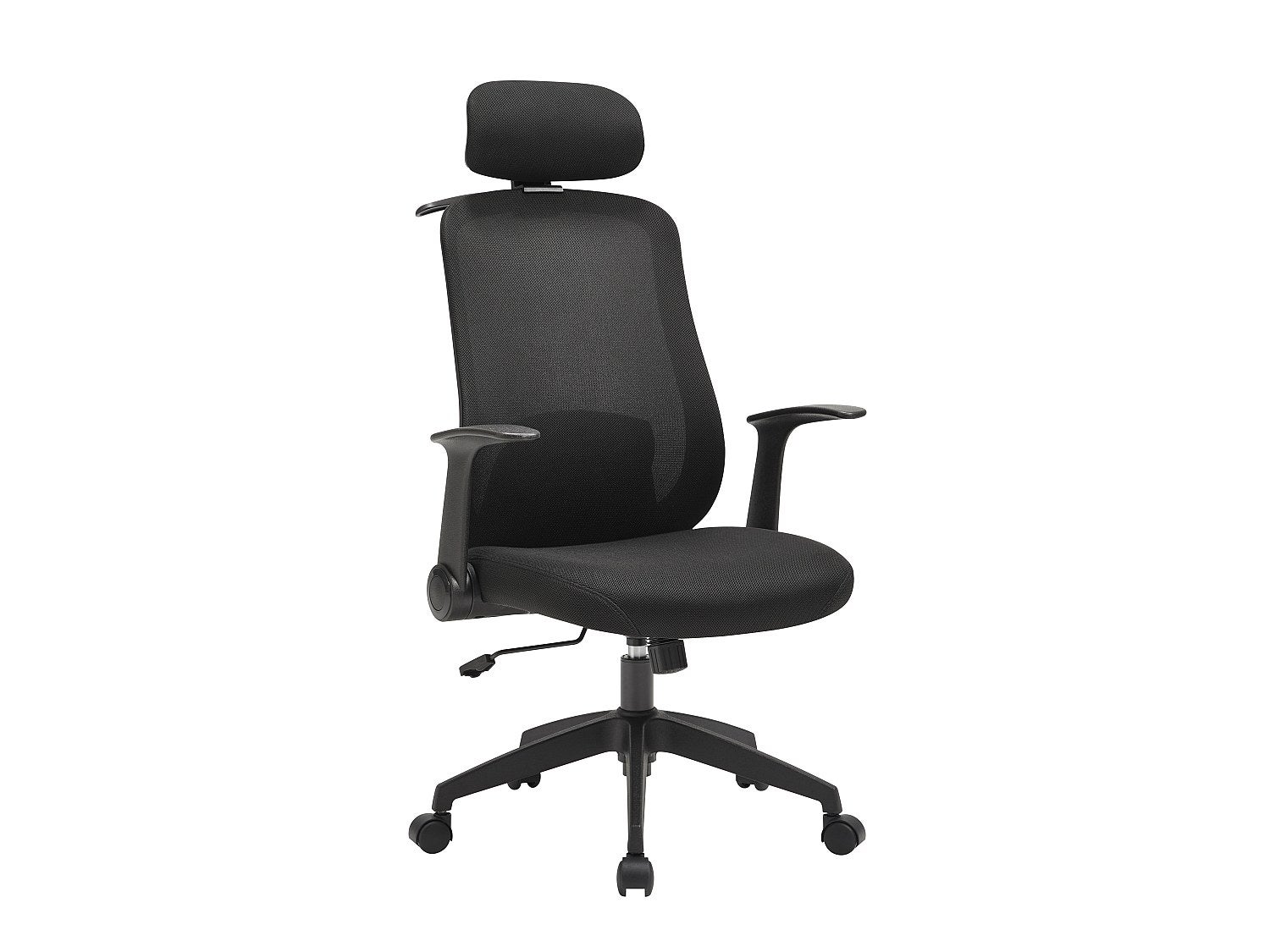 Fotel biurowy ergonomiczny z zagłówkiem - Tkanina - Czarny - ZYLIRO