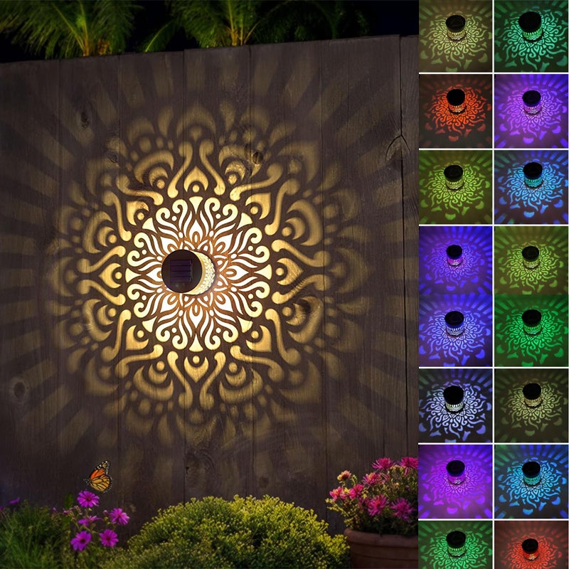 Kinkiety solarne Mandala, kolorowe, wodoodporne, do schodów/tarasu/ogrodu.
