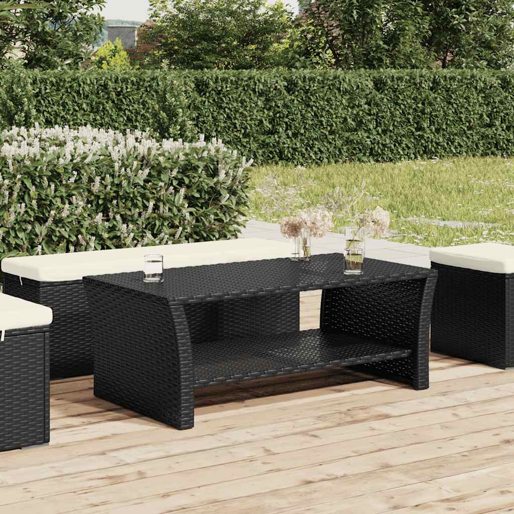 Stolik kawowy, czarny, 100x50x40 cm, polirattan vidaXL