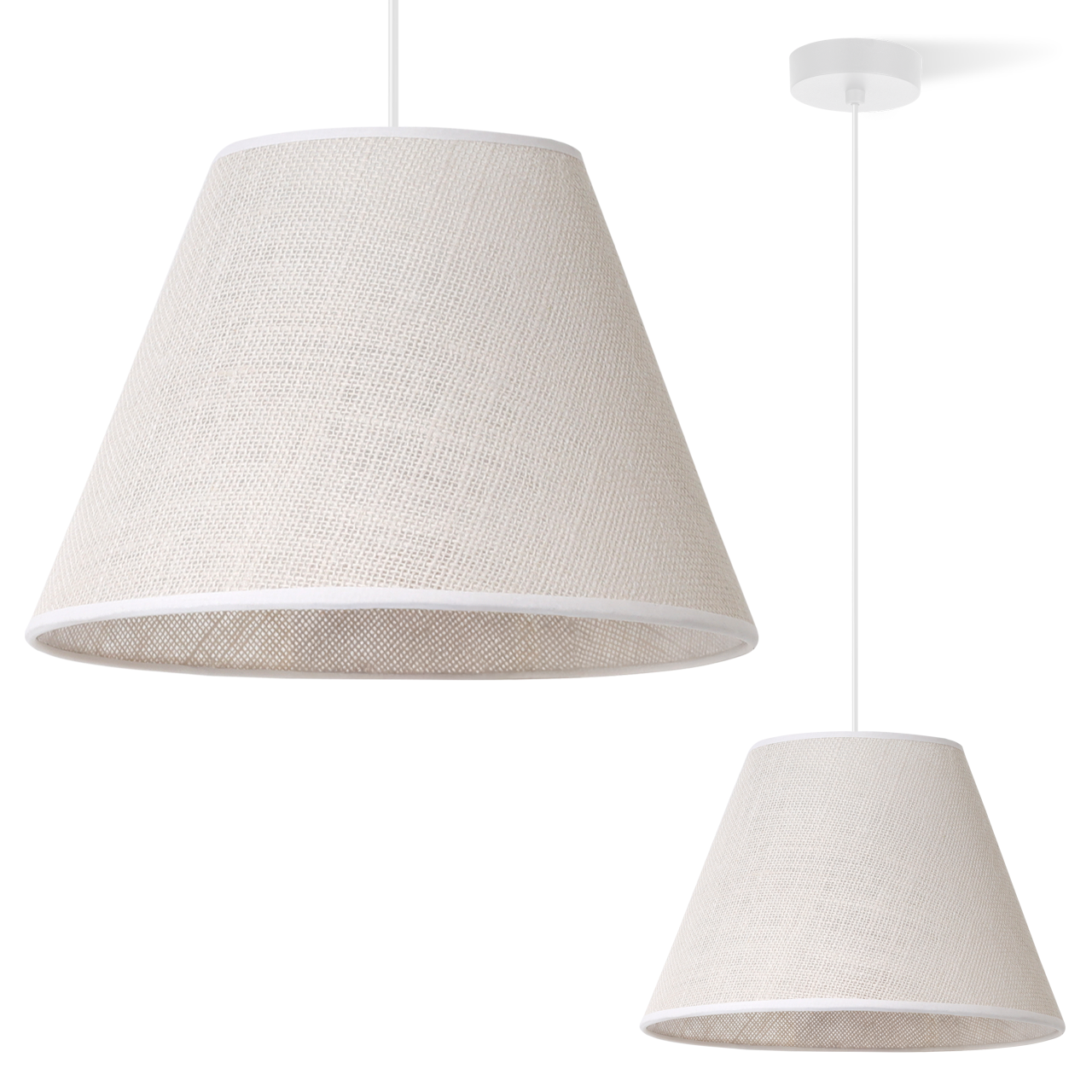 Lampa sufitowa wisząca biała Light Home LH Juta 1xE27 abażur stożek 30cm biały