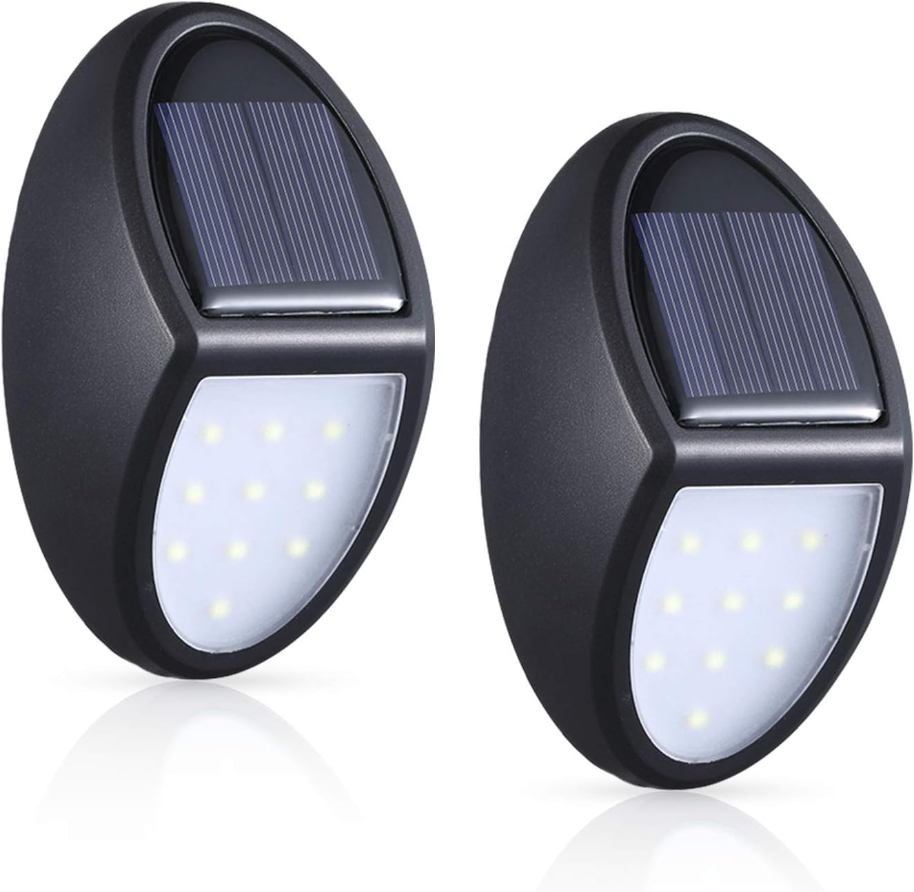 Zewnętrzna lampa solarna, 2 sztuki, 10 LED, solarna lampa ścienna LED, zewnętrzne oświetlenie solarne IP65 wodoodporne z czujnikiem zmierzchu