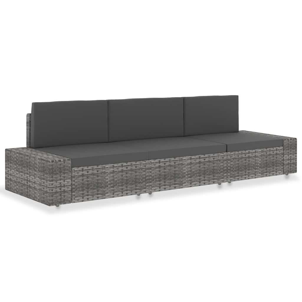 Sofa Ogrodowa Modułowa 3-Osobowa z Polirattanu na Taras