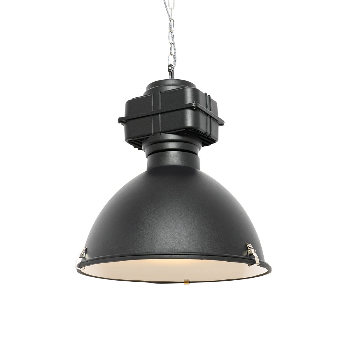Qazqa przemysłowy lampa wisząca z kloszem (1 punkt) do stołu jadalnego - Sicko - czarny, okrągły, max. 60w, kompatybilny z