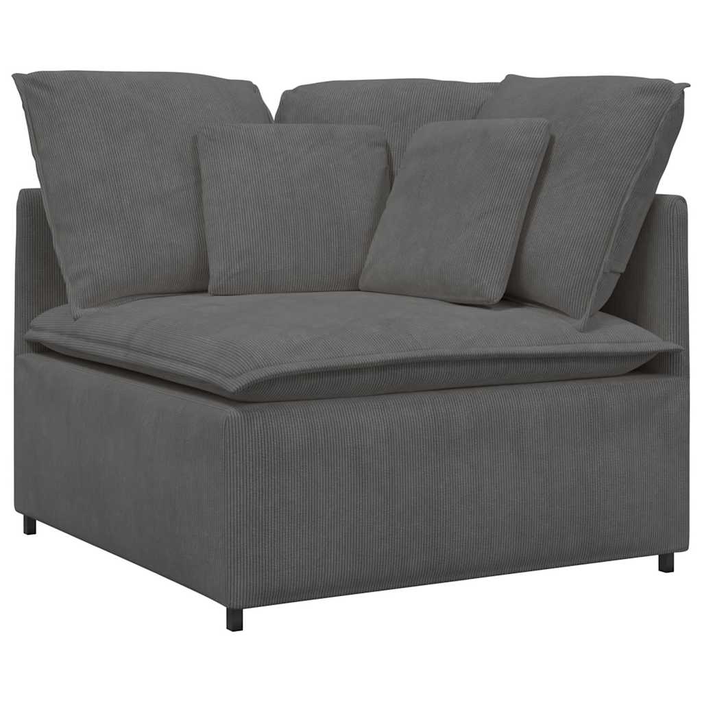 Sofa modułowa z poduszkami Tkanina sztruksowa Ciemnoszara