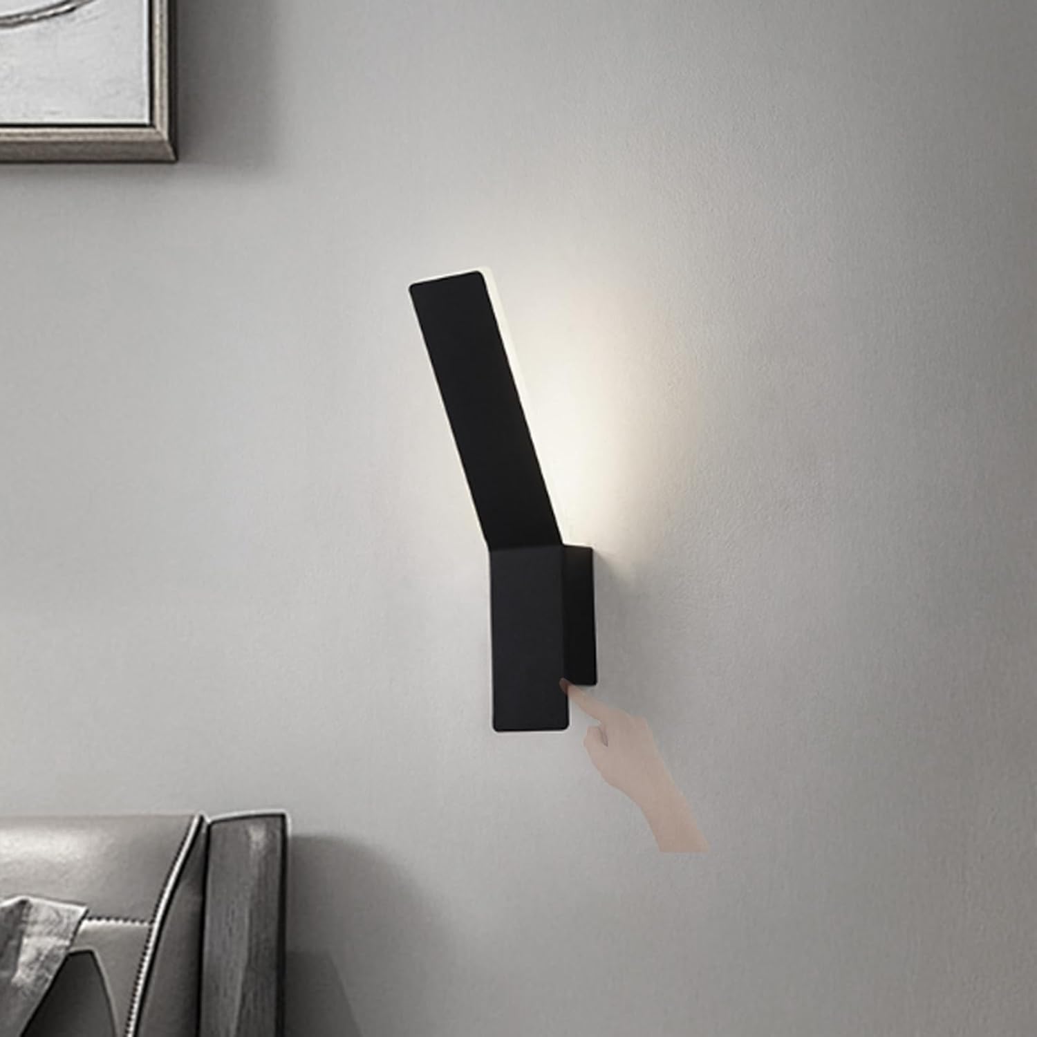 Kreatywna lampa ścienna LED z włącznikiem dotykowym, lampa ścienna do wnętrz, minimalistyczny geometryczny design, idealna do salonu (czarny kwadrat)