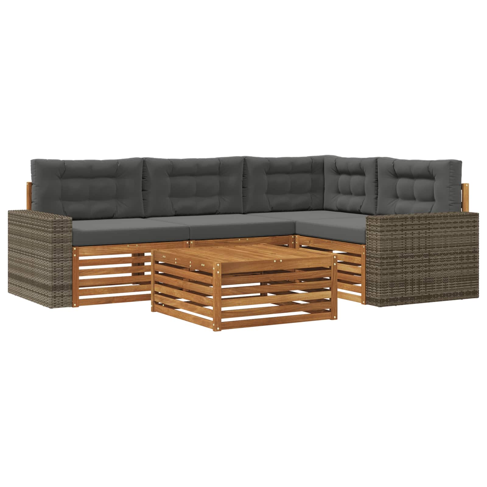 Zestaw sof na zewnątrz 5 pcs Naturalny i Antracytowy
