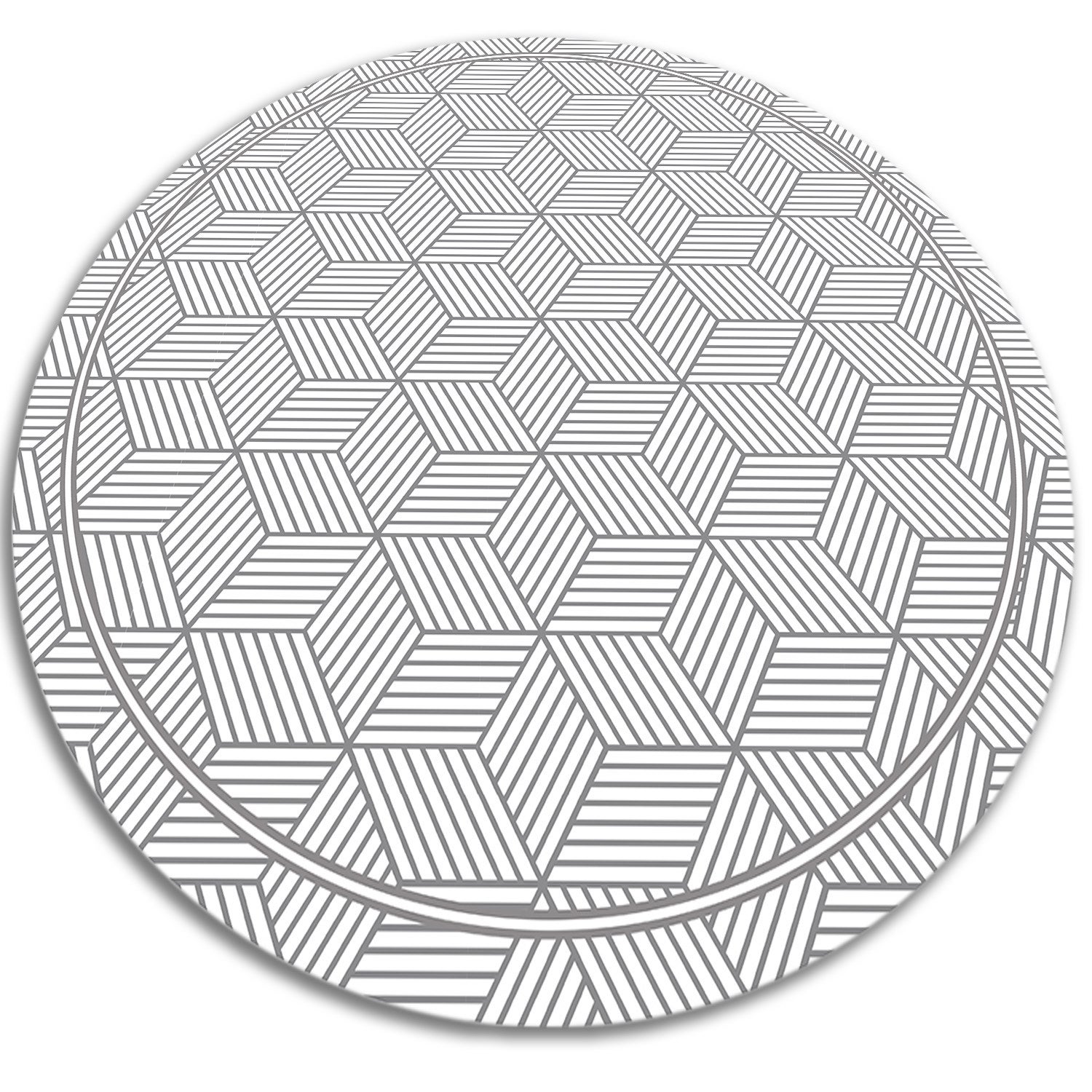 Dywan winylowy okrągły, geometryczna kostka ciekawy nowoczesny graficzny motyw 60x60 cm – Tulup